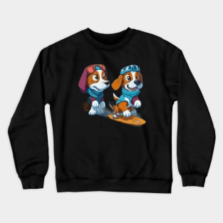 Twin Puppies' Adorable Adventures in World of Cuteness Crewneck Sweatshirt